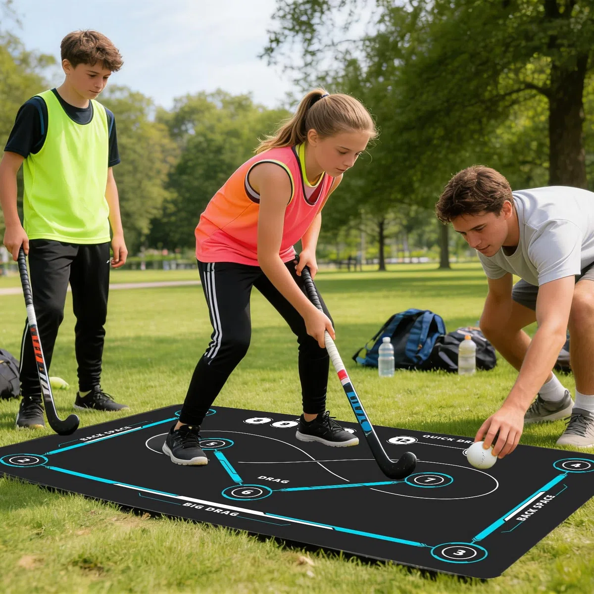 Hockey Dribbling Board Pad - Large Non Slip Training Mat, Portable Stickhandling, Precision Control | Équipement de Pratique Sportive avancée pour Les équipes d'entraîneurs d'apprenan