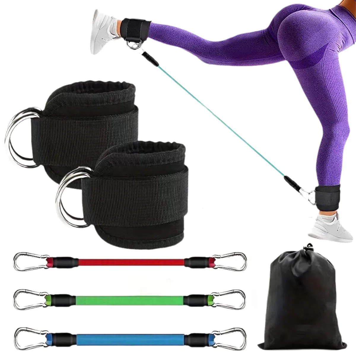 Sangle Cheville Musculation Poulie - 1 jeu Footstrap Câble de Traction Pour L'entraînement Fitness à la Straps Bracelets Femme et Homme Ankle Unisex Footstraps Fortement Rembourré Noir