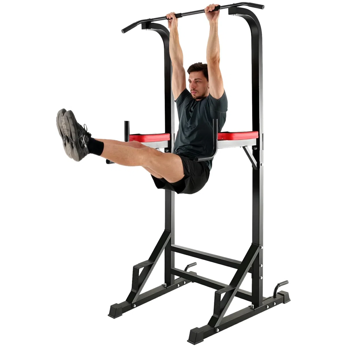 ISE 5 in1 Chaise Romaine Power Tower Workout Dip Station de Traction Station Musculation pour Entraînement Domicile, Pull Up Fitness Multifonction Chaise Romaine Musculation&Barre de Traction sur Pied