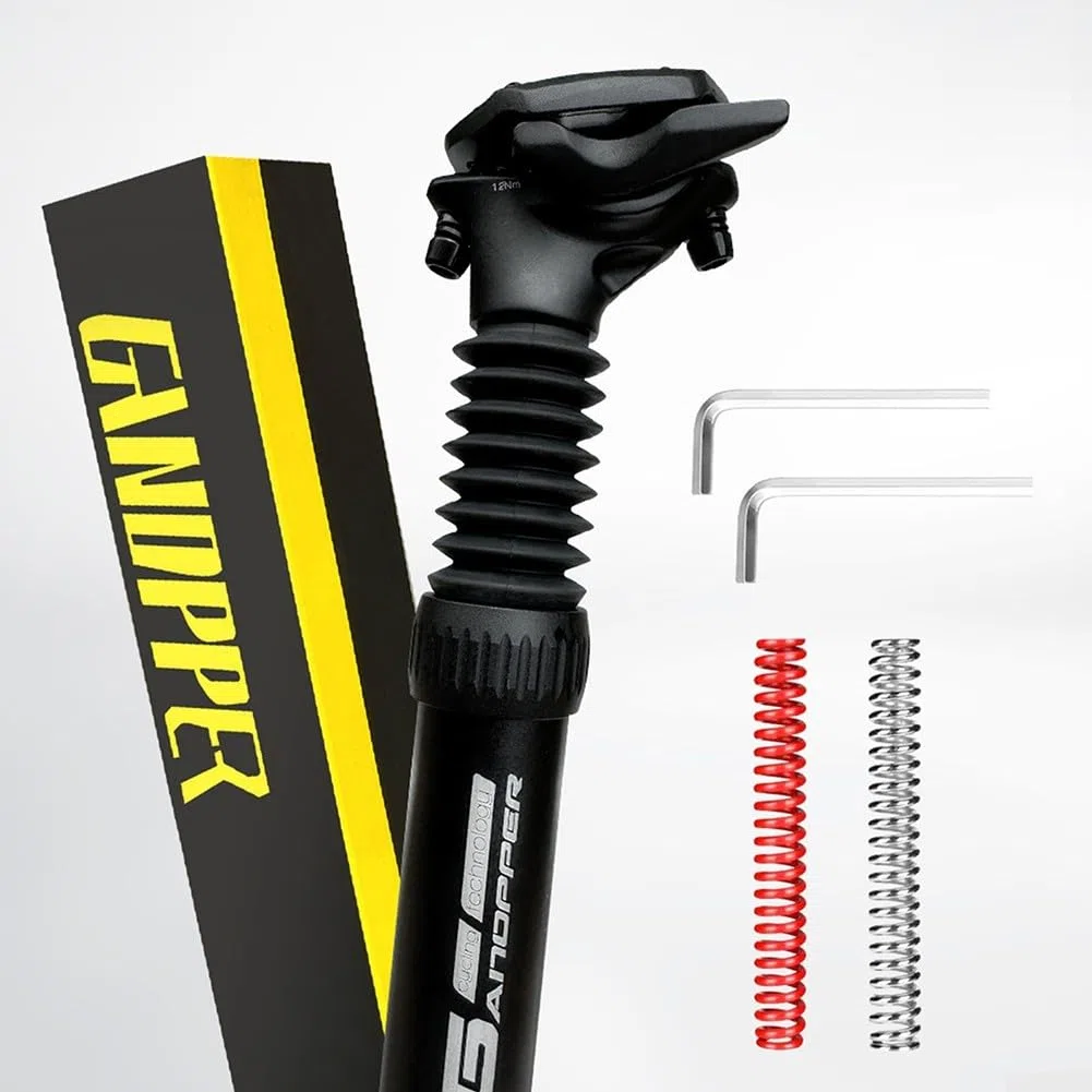 Tige de selle de vélo en alliage d'aluminium absorbant les chocs, 350 mm, 25,4 mm, 34,9 mm, suspension à ressort réglable pour le cyclisme