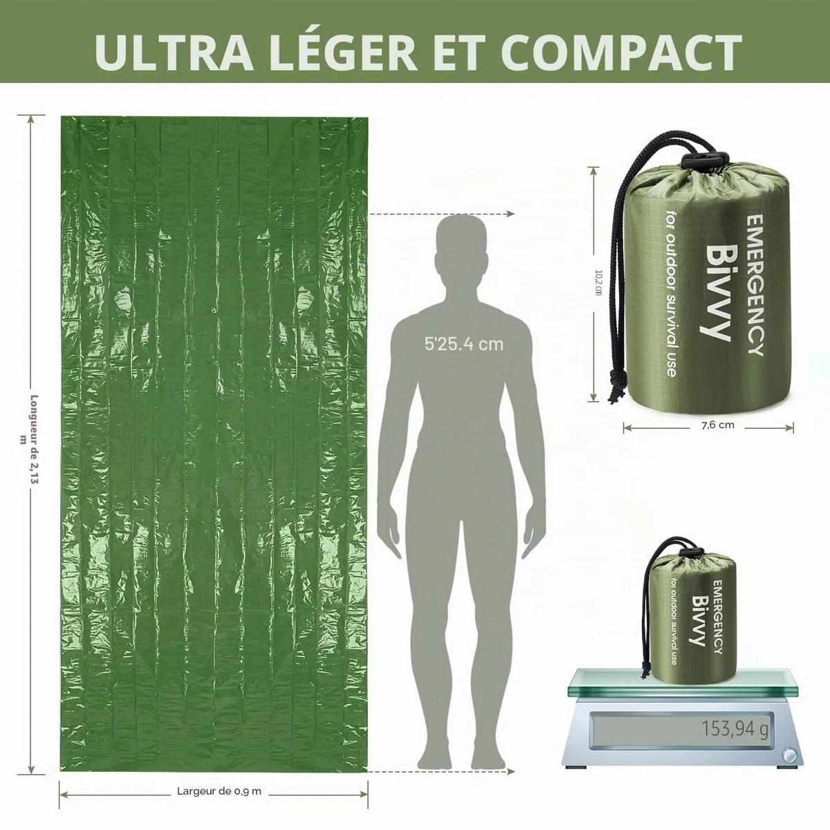 Esky Couverture de Survie Sacs de Survie Thermiques Portables Sacs de Couverture abri de Survie légers et imperméables avec Boussole pour Le Camping la randonnée