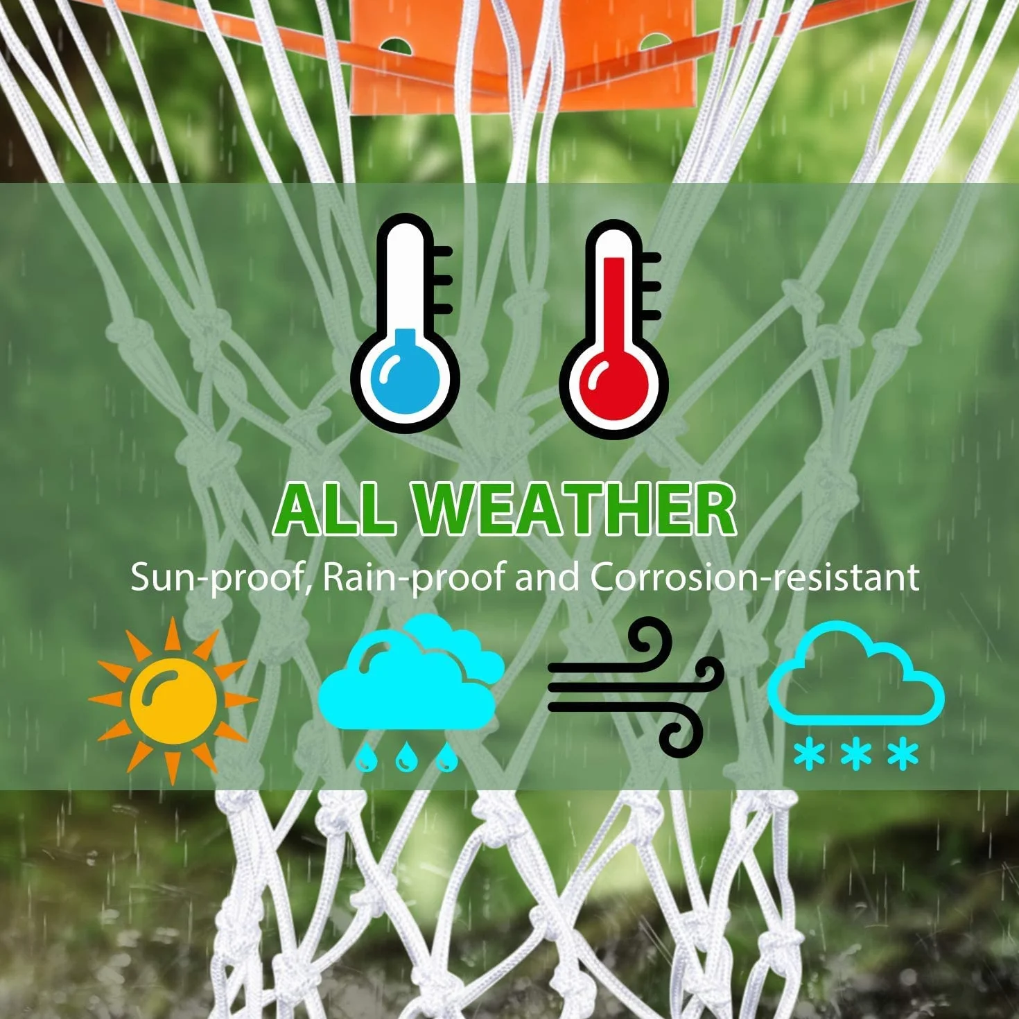 Filet Panier Basket,Filet Panier Basket Exterieur,Filet Basket,Filet de Basketball, Nylon,Filet de Basketball Intérieur,12 Boucles Basketball Net,Filet de Basket de Remplacement