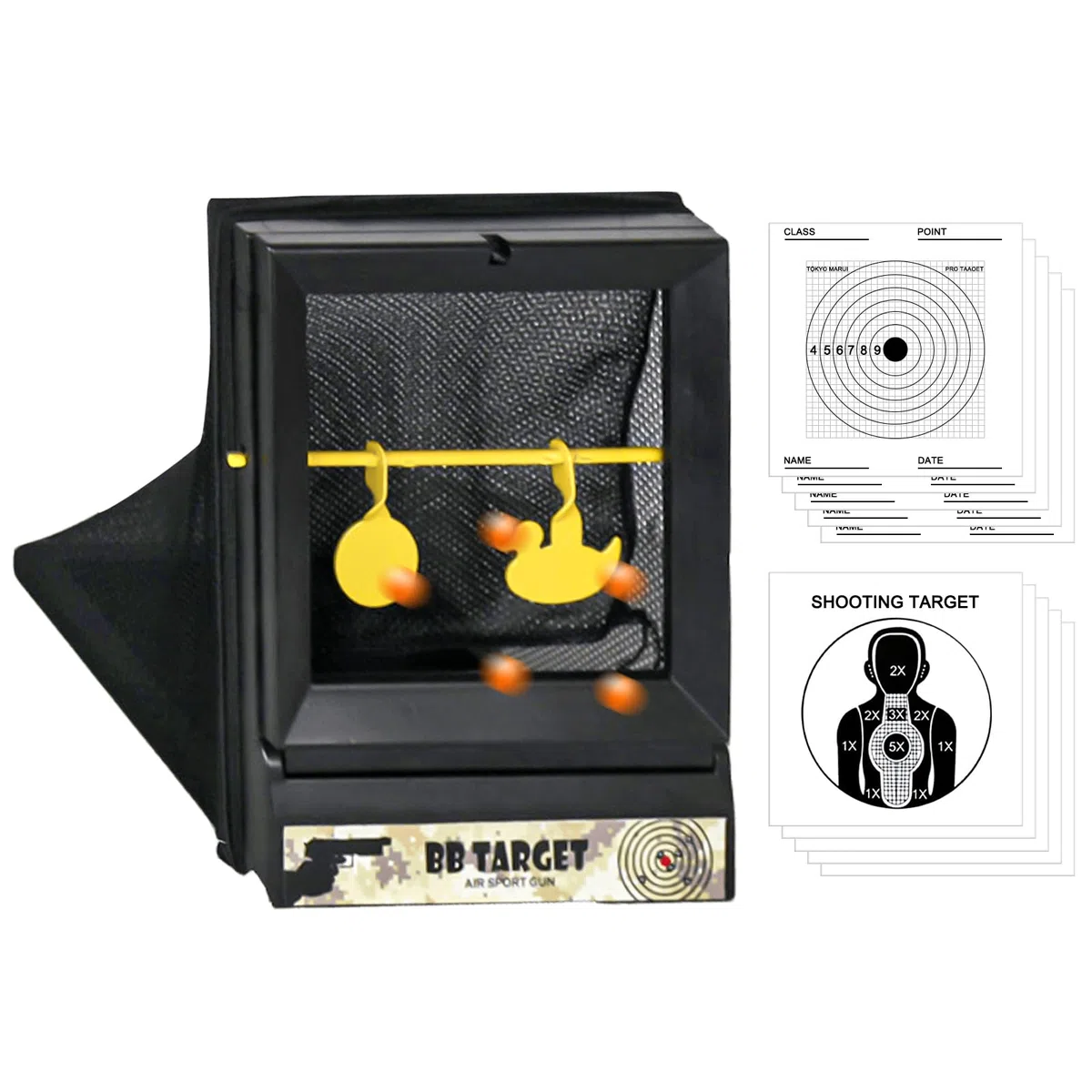 GBKDQQ Cible métal pendulaire: 2 pièces noires 19x24 cm, entraînement de tir pour débutants et professionnels