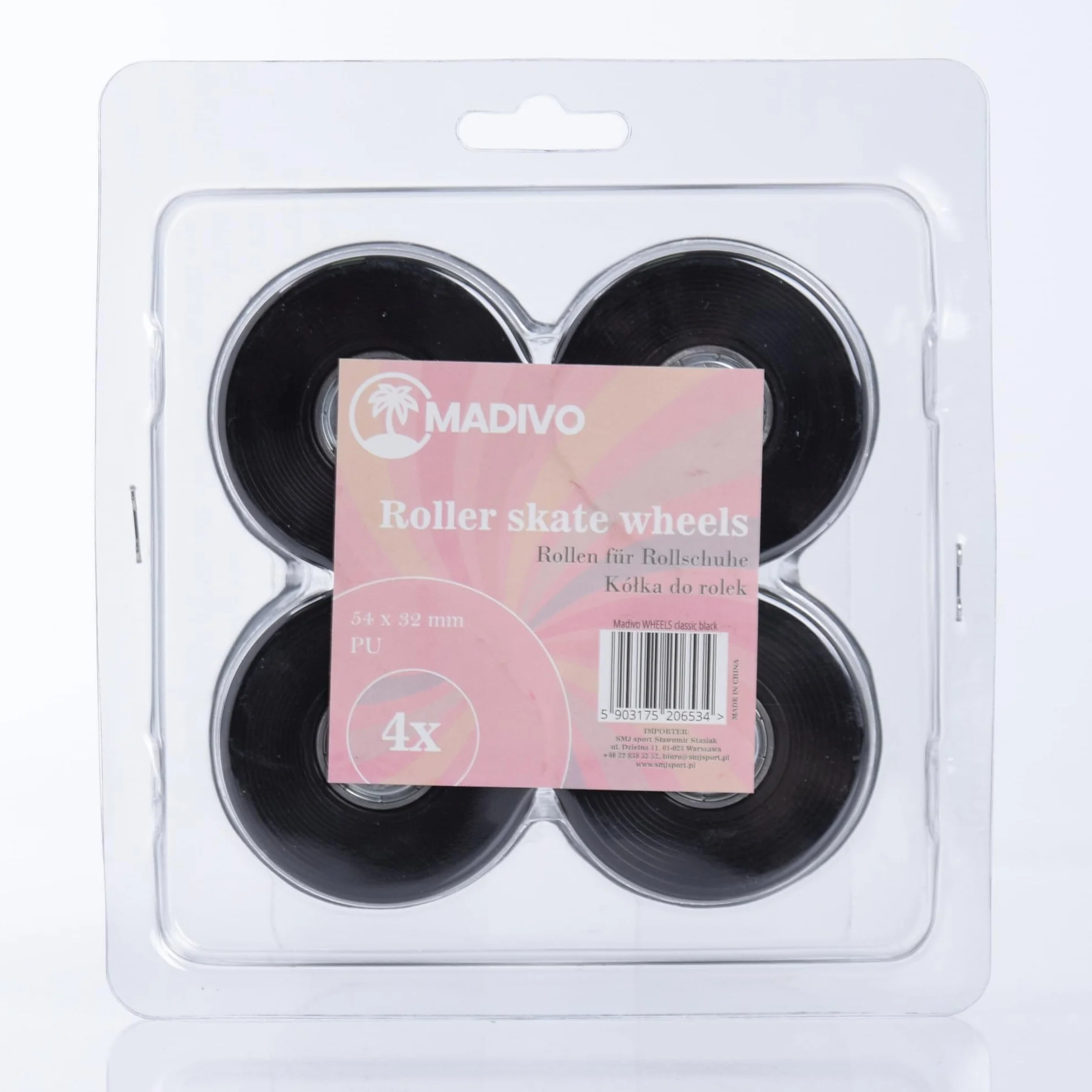 MADIVO Roulettes de rechange + roulements à billes pour patins à roulettes 54 mm x 32 mm | Lot de 4 roues 82A ABEC-7 Roulements Bearings | Roues de patins à roulettes classiques pour Quad Skates pour