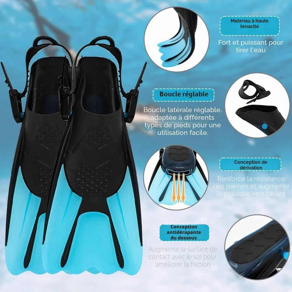 Palmes de plongée, Palmes réglables Taille 34-38 Palmes de plongée pour Adultes et Enfants pour Le Snorkeling, la Natation