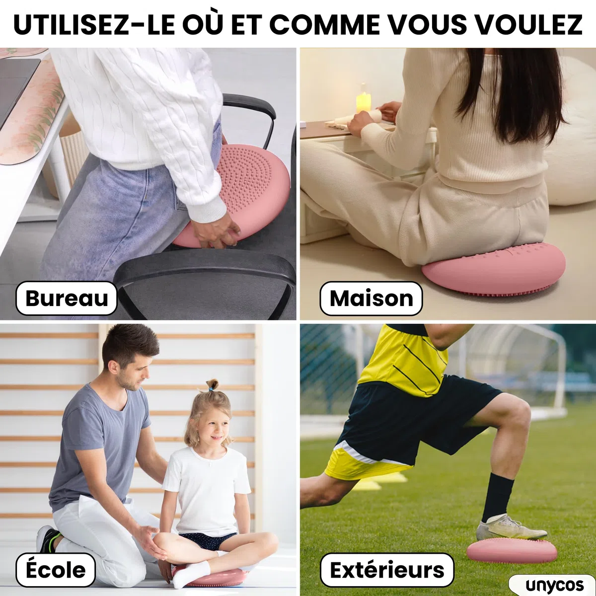 unycos - Coussin Balance d'Équilibre 33 cm, Propioceptif, Coussin Gonflable de Yoga, Entraînement de Base, Dos, Abdomen, Jambes, Fitness, Pilates, Rééducation (PureZen)