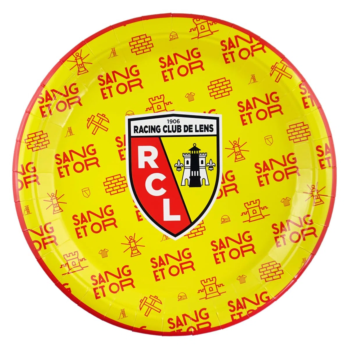 Kit fête Racing Club de LENS - 39 pièces 6 assiettes 6 gobelets 20 serviettes 6 sacs 1 nappe - Collection officielle RC LENS