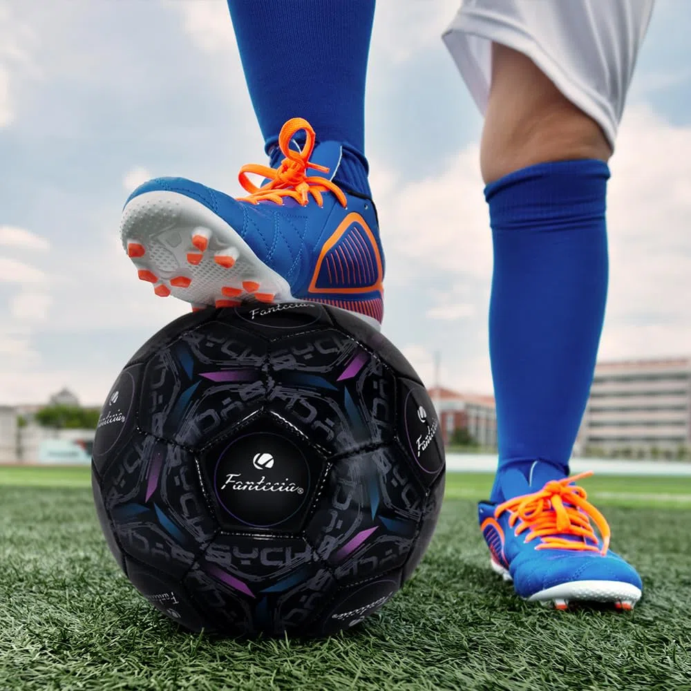 Ballon de football en cuir taille 5 pour enfant - Pour l'extérieur et l'intérieur - Taille et poids officiels