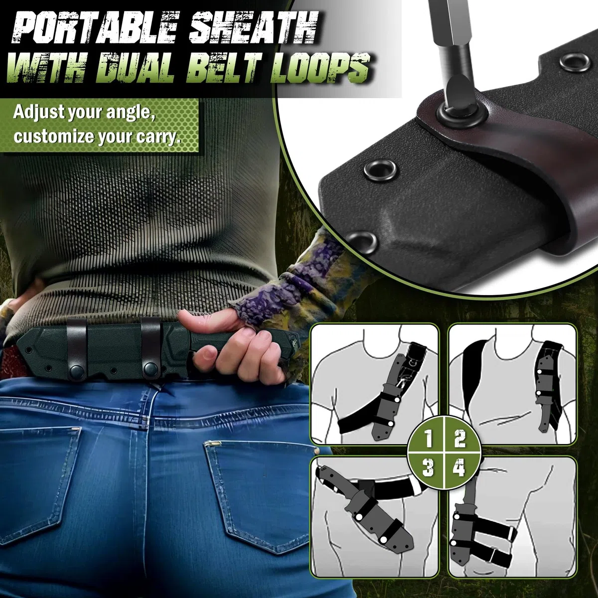 Dragon Creek Couteau de Camping à lame fixe en D10 avec étui Kydex – Idéal pour Randonnée et BBQ