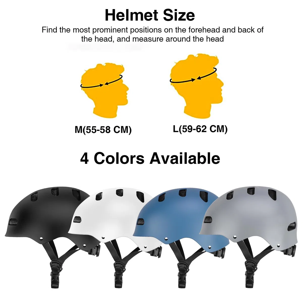 Casque de skate pour homme et femme - Robuste - Pour la vie quotidienne - Réglable - Unisexe - Casque de protection pour skateboard, scooter électrique, scooter, BMX