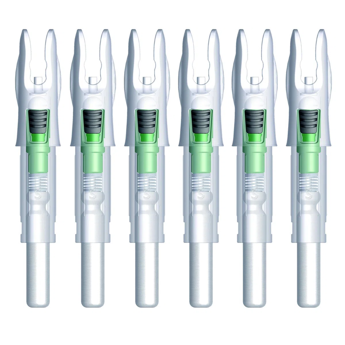 Linpeng Lot de 6 encoches lumineuses pour flèches avec interrupteur marche/arrêt pour la chasse au tir à l'arc 165/G. 204/X. 233/H. 244/S. 246/GT
