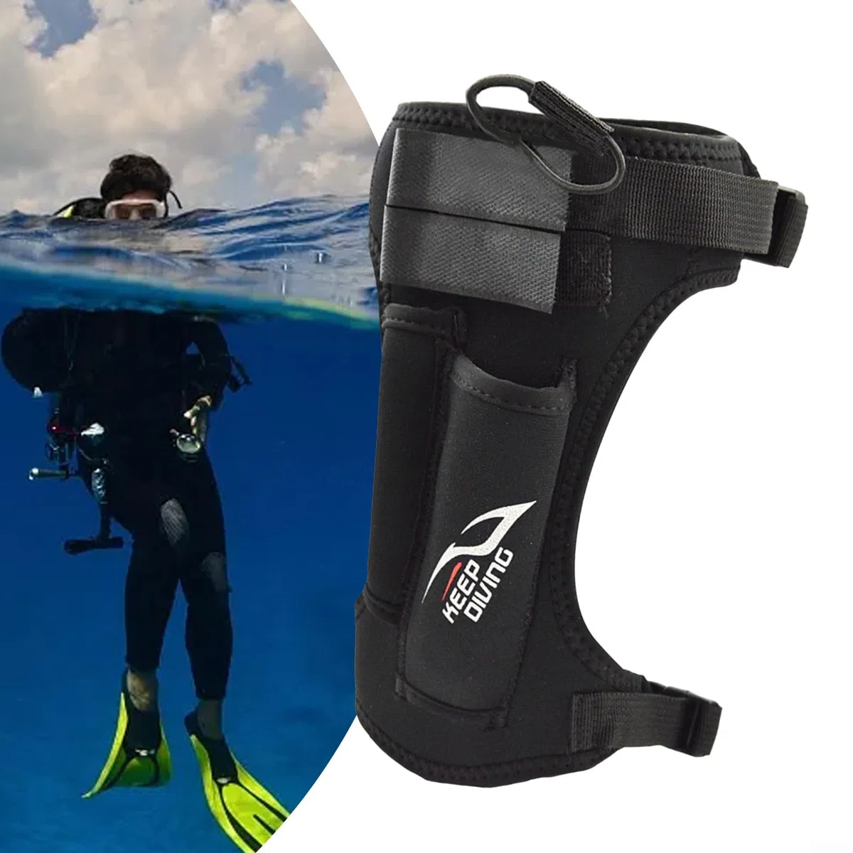 Gaine de Couteau de plongée, Gaine de Couteau de plongée avec Bras réglables, Sangles de Jambes, enveloppe en néoprène pour sous-Marin (Noir)