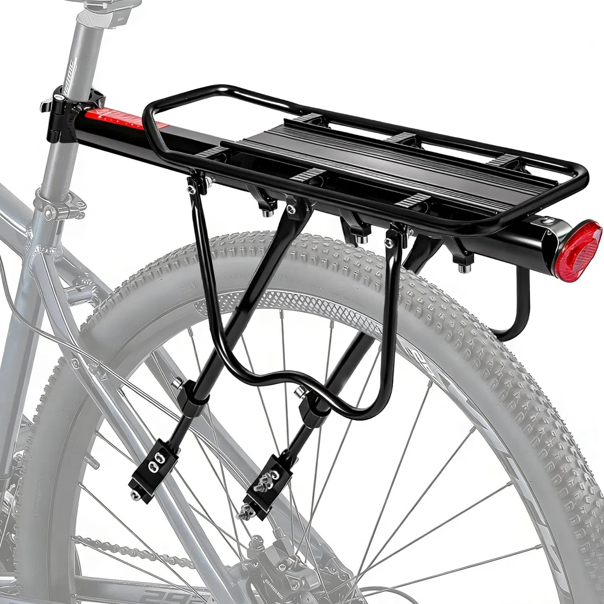 Porte-bagages pour vélo de montagne – 50 kg de charge – Porte-bagages universel réglable en alliage d'aluminium et verrouillage rapide pour vélos de 26 à 29 pouces avec réflecteur