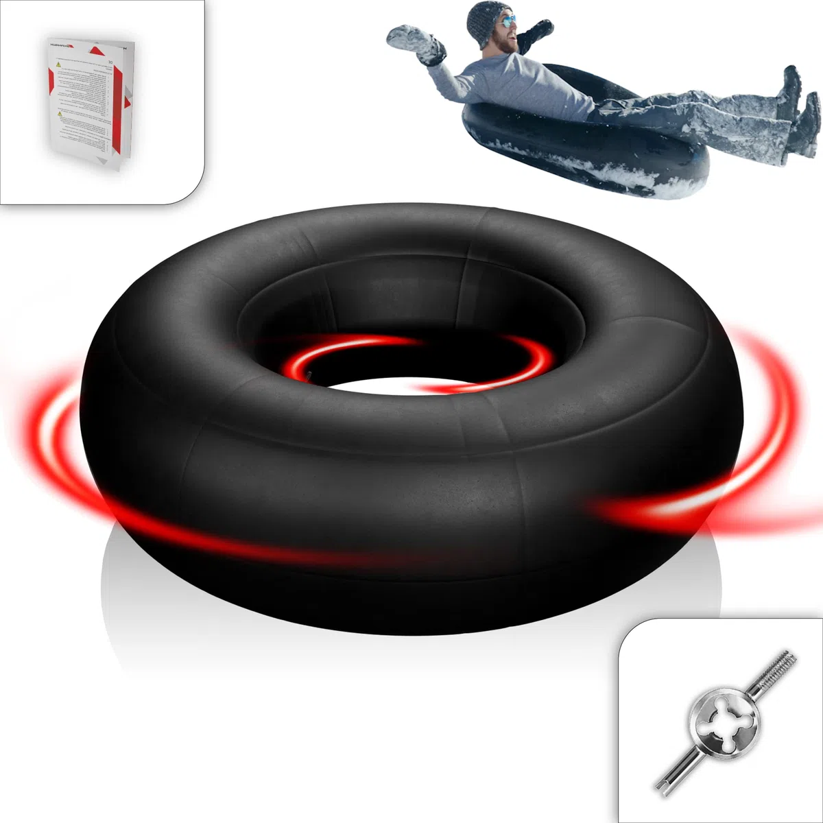 Skinhawk Tube de neige professionnel de qualité supérieure - Luge bob - Pneus de neige