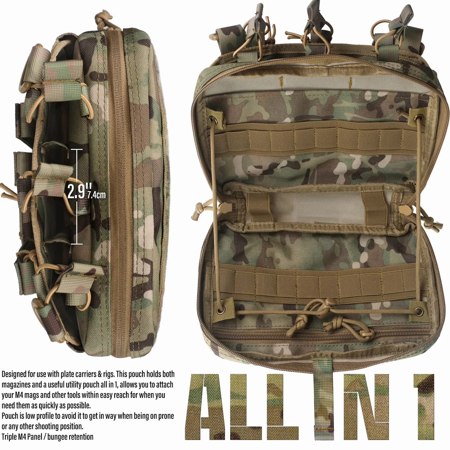 Wynex Pochette Tactique Porte Chargeur 5.56 Poche Molle Scratch Pochette Rangement pour Chargeur Militaire Sac à Outil Tactique Poche de Delestage AVCE Porte-Chargeur Triple pour HK416 M4 M16