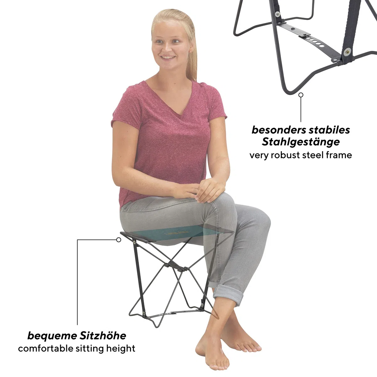 Uquip Fancy - Tabouret Pliant - Compact et Léger - Capacité de Charge 100 kg
