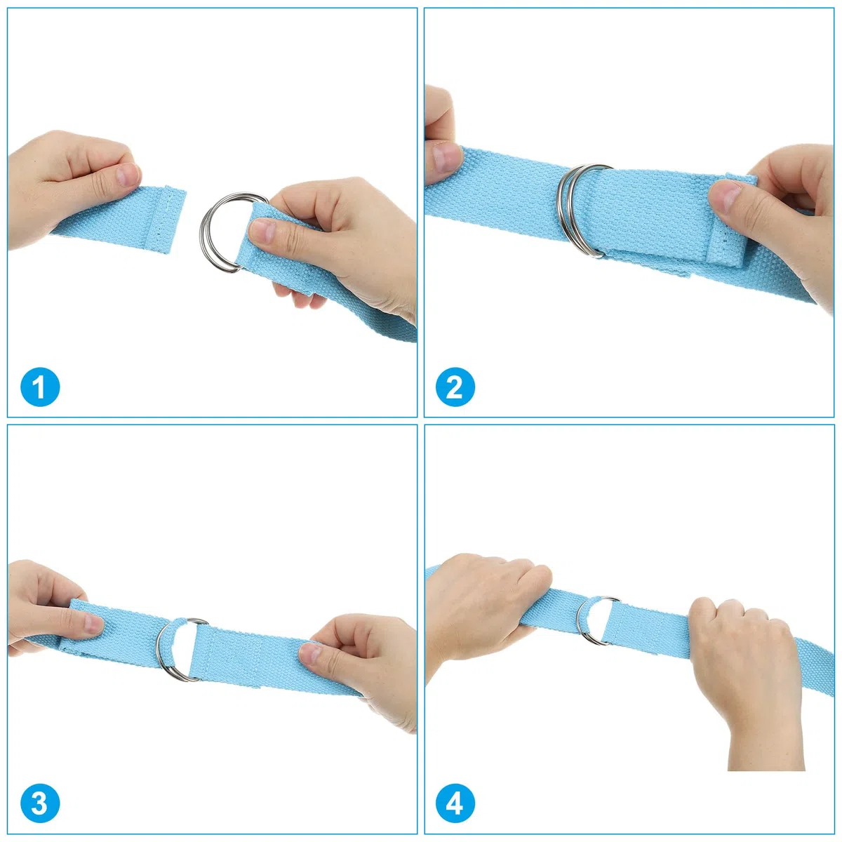 PATIKIL Sangle De Yoga Pour Étirement 6 Pieds, 10Pcs Ceinture De Yoga En Coton Avec Boucle En Métal D-Ring Ajustable Bandes D'Étirement Pour Fitness Pilates, Kaki