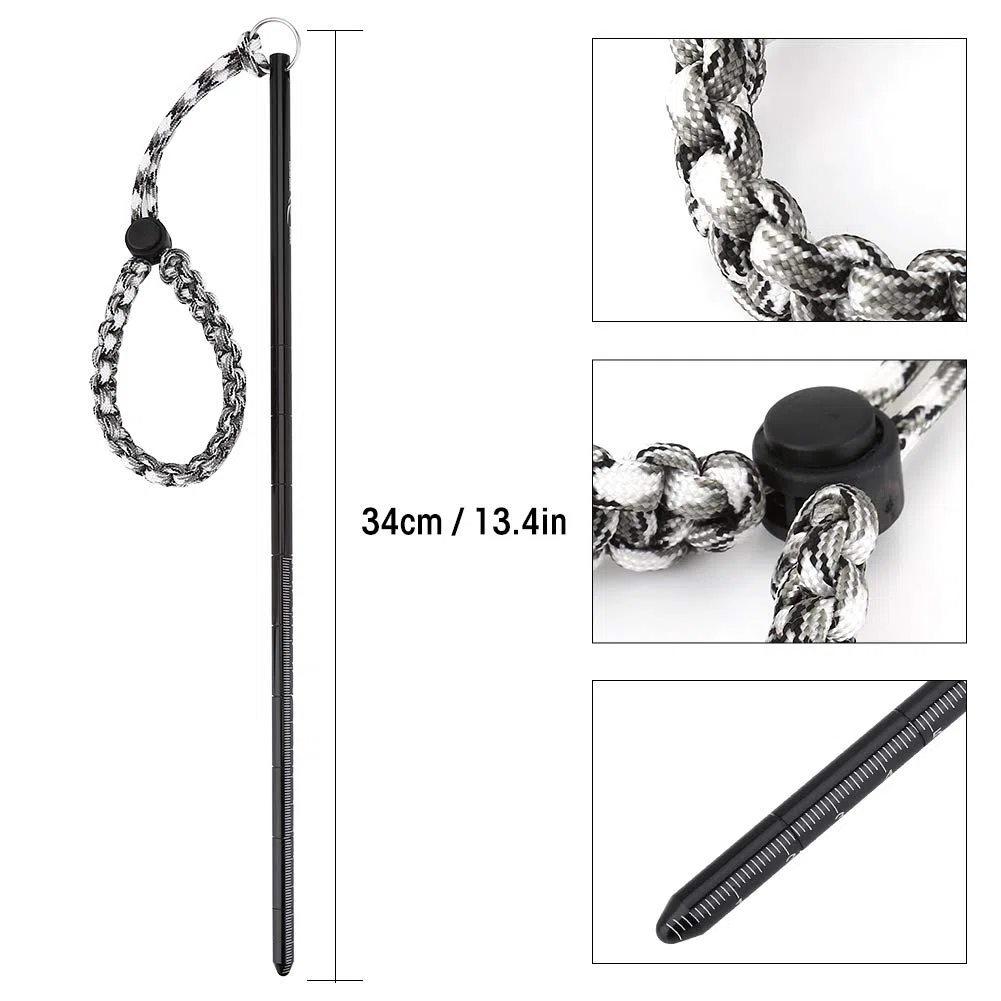 Alomejor Pointeur de plongée Bâton en Alliage d'aluminium Plongée sous-Marine Noise Maker Stick Rod Pointer avec lanière Poignet réglable Accessoires