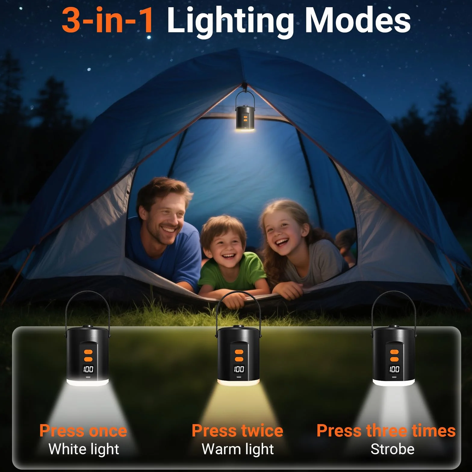 Preciva Pompe À Air Électrique avec Éclairage pour Gonflables - 5000mAh Pompe à Air Rechargeable À Gonfler/Dégonfler Rapide avec 3 Embouts pour Matelas, Piscine, Flotteurs de Piscine, Lit Pneumatique