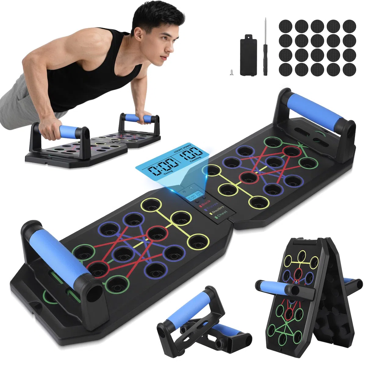 Push Up Board, Planche Pompe Musculation Planche a Pompe avec Fonction de Comptage ﻿Push Pro Machine Équipement Professionnel pour Brûler les Graisses pour Hommes