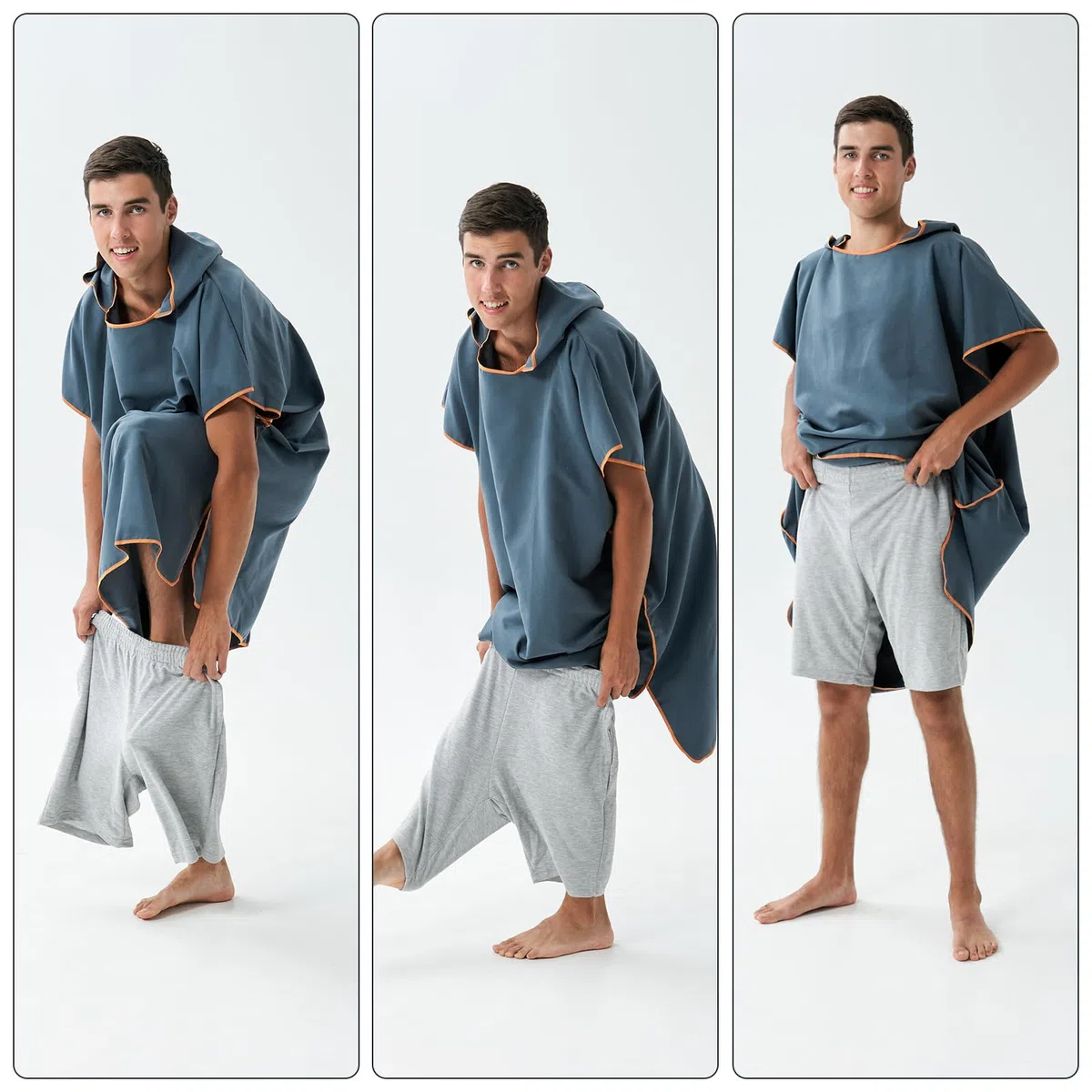 Adulte Microfibre Serviette de Plage Piscine Poncho Surf avec Capuchepour Hommes Femmes Été Surfant Camping Voyage, Bleu Marine