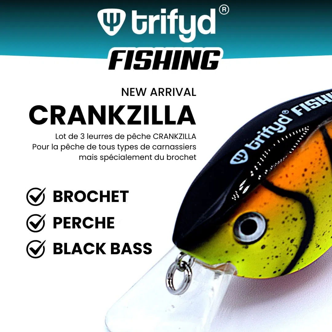 Fishing - Leurre Brochet, Le Pack de 3 leurres de Peche carnassier crankzilla