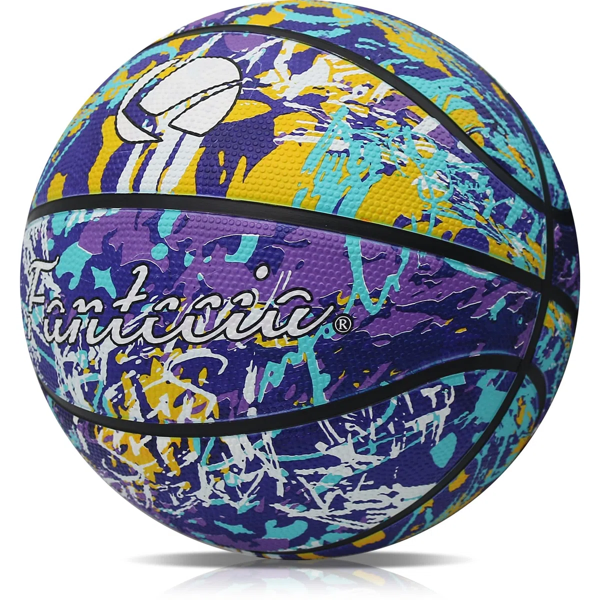 Ballon de basket taille 5 avec pompe, Street Training Ballon de basketball pour débutants, adolescents et adultes (caoutchouc/graffiti)