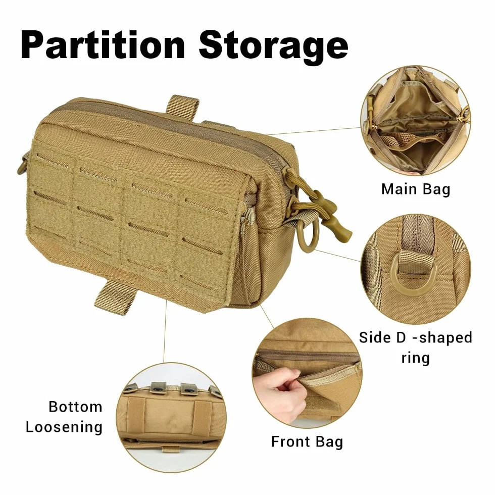 Pochette Tactique Molle, Trousse de Secours étanche en Nylon 1000D, Sacoche Ceinture Militaire pour Gadgets, pour Camping Randonnée Escalade