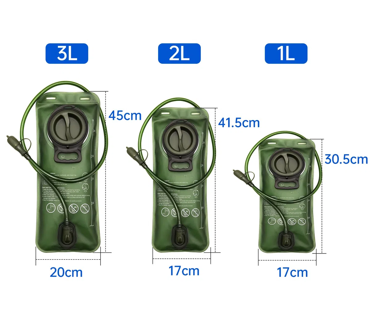 Poche d'hydratation pliable, 1L-2L-2.5L-3L Poche à eau étanche Réservoir d'eau pour vélo, randonnée, camping sac à dos