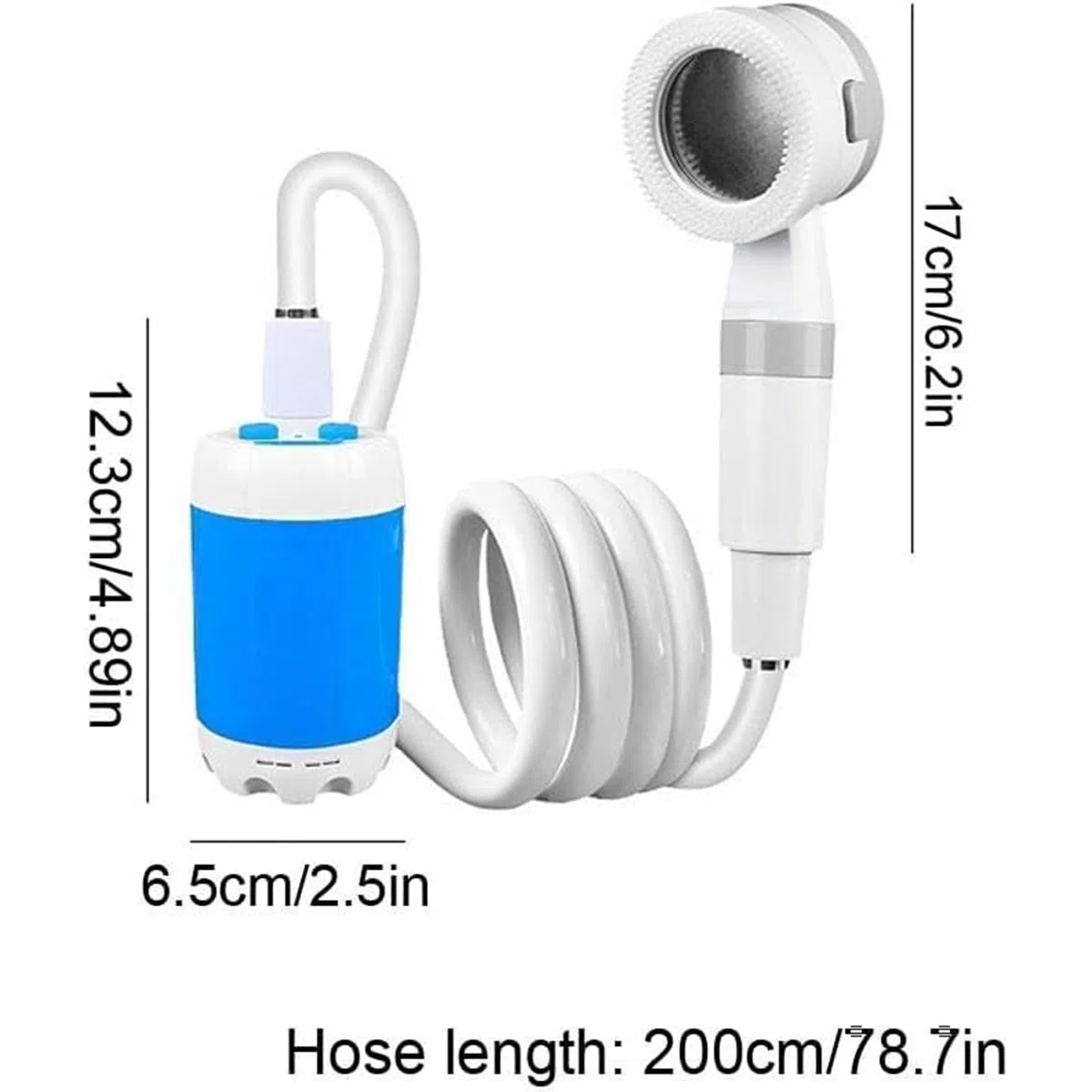 ZVD Kit Douche Camping, Douche Portable Pompe de Douche Électrique Rechargeable avec Tête de Douche Vanne D'arrêt et Batterie 4000mAH intégrée pour Extérieure,Camping,Randonnée