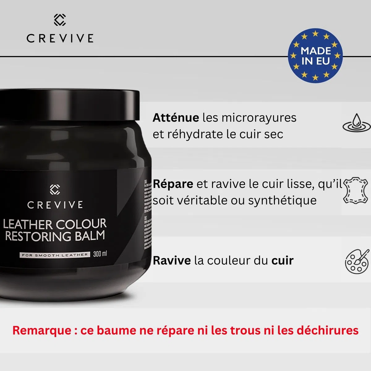 Kit de réparation en cuir Noir 300 ml - Entretien du cuir Voiture - Réparation du cuir Canapé - Réparation de siège auto