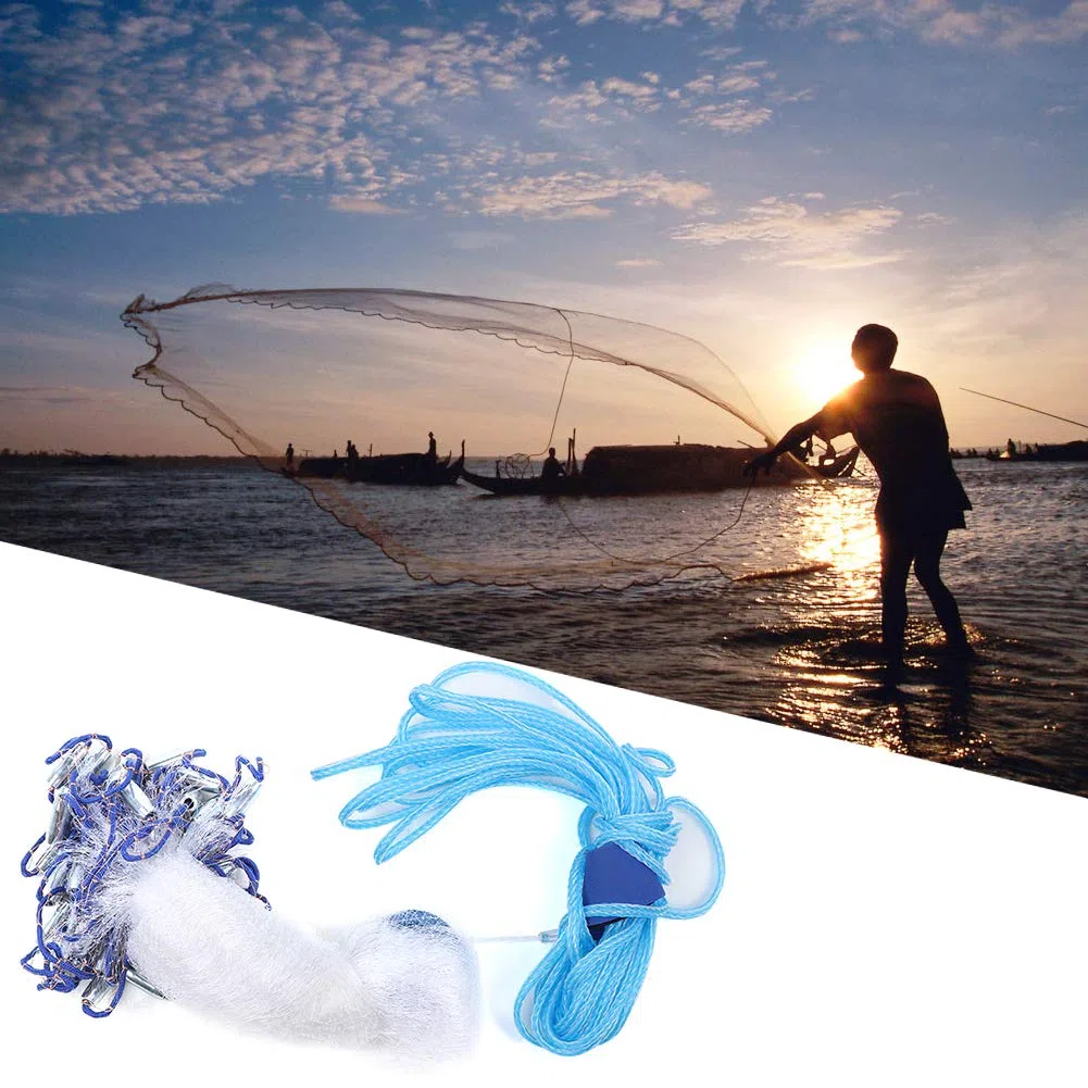 Filet De Peche Mer - Carrelet De Peche - Monofilament de Nylon pour Piège à Appâts et Poissons - Accessoire De Piège De Réseau De Pêche Portatif Durable à Lancer à La Main