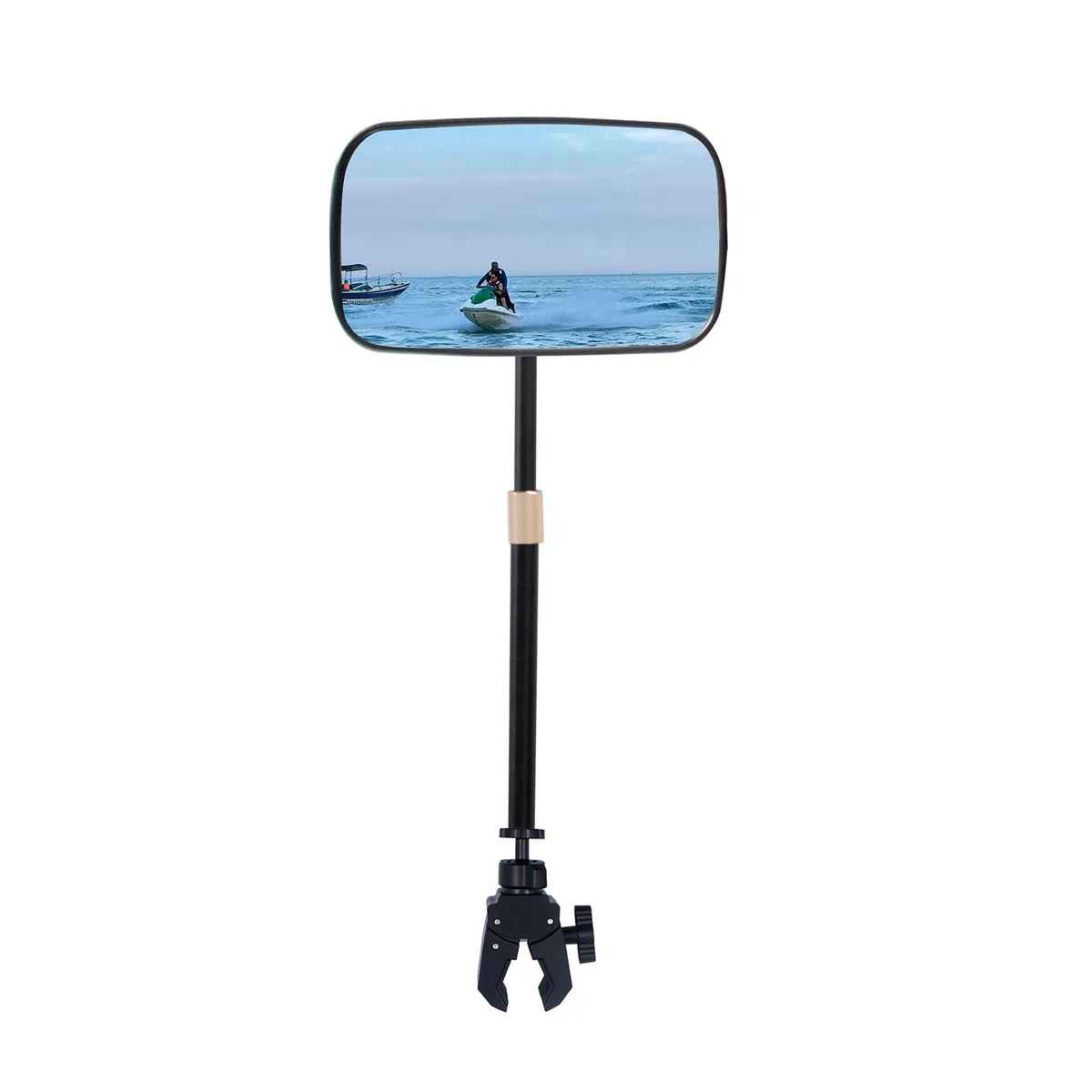 Rétroviseur de bateau avec mât télescopique Miroir à arrière du Bateau Miroir marin réglable à 360° pour bateaux de ski nautique, bateau ponton 22x12,5 cm