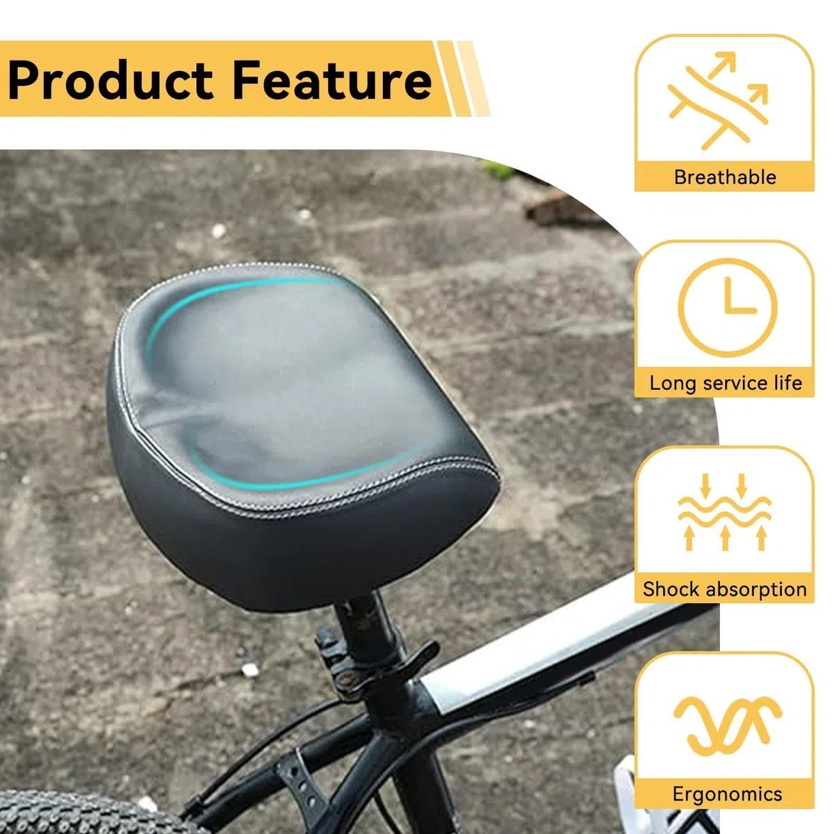 Siège de Vélo Confortable Surdimensionné, Selle de Vélo en Cuir PU Élargir Respirante Coussin Mousse de Remplacement Large Universel pour Homme et Femme (Noir)