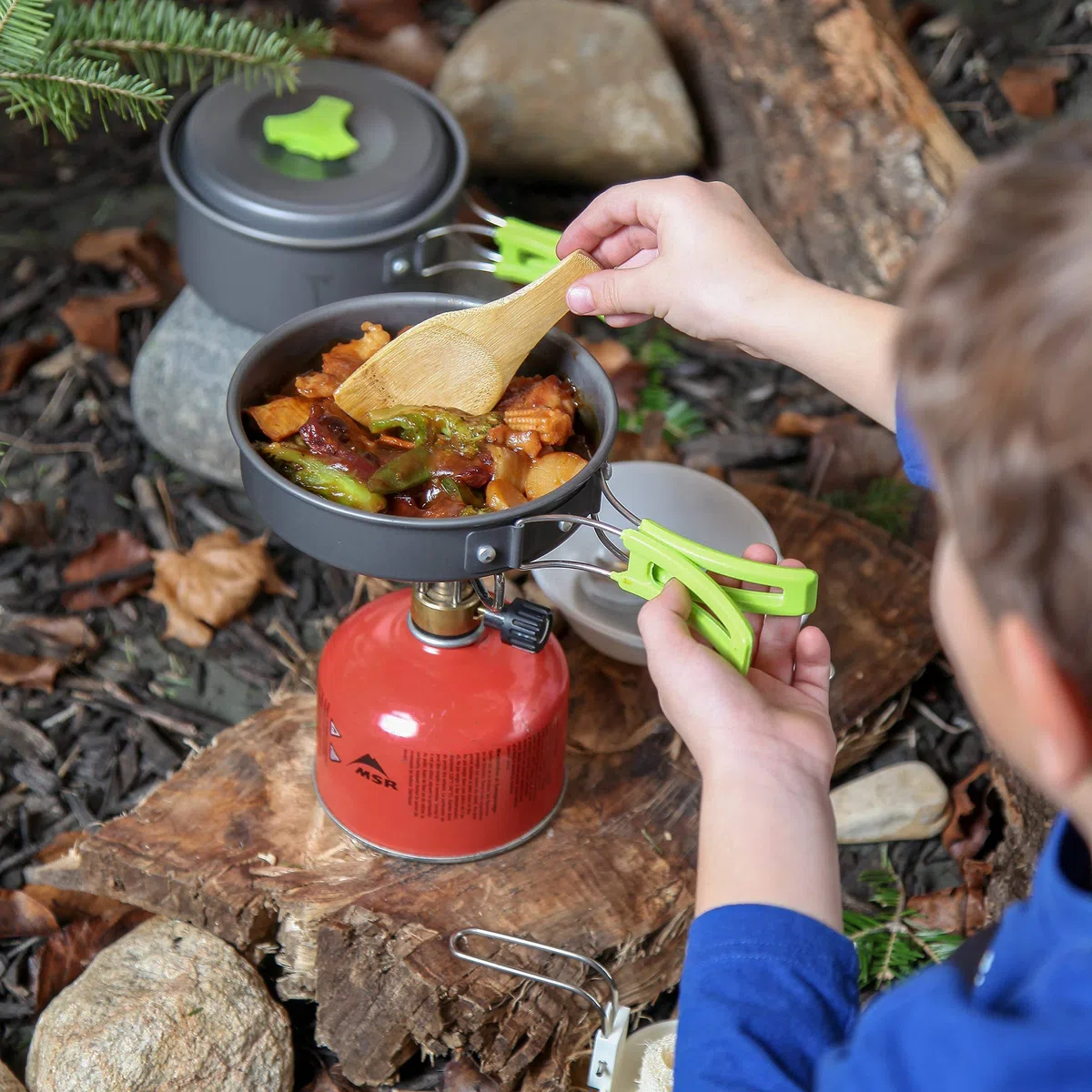 MalloMe Kit de Batterie de Cuisine de Camping pour Équipement de Sac à Dos - Kit de Cuisine de Camping - Réchaud de Camping Portable et Réchaud de Sac à Dos Compatible - Accessoires de Camping