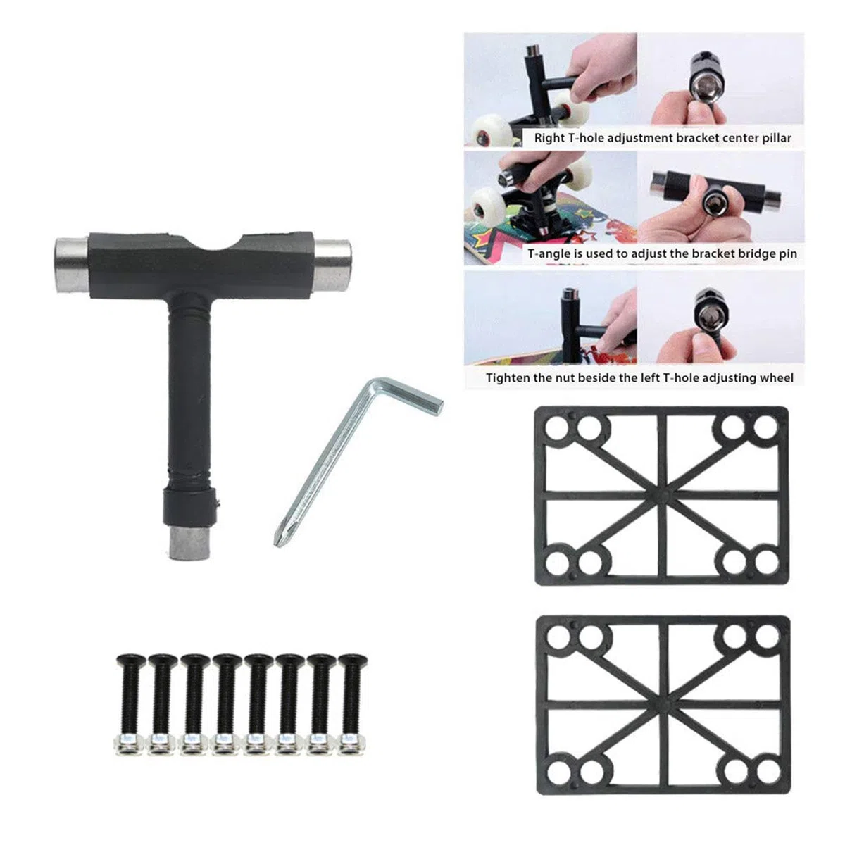 25 Pièces Skateboard Trucks Skateboard Bearings Set, Skateboard Trucks Accessories Set, Set De Roues De Skateboard, Skateboard Trucks Petit Camions Skateboard Support, Matériel De Skateboard Set