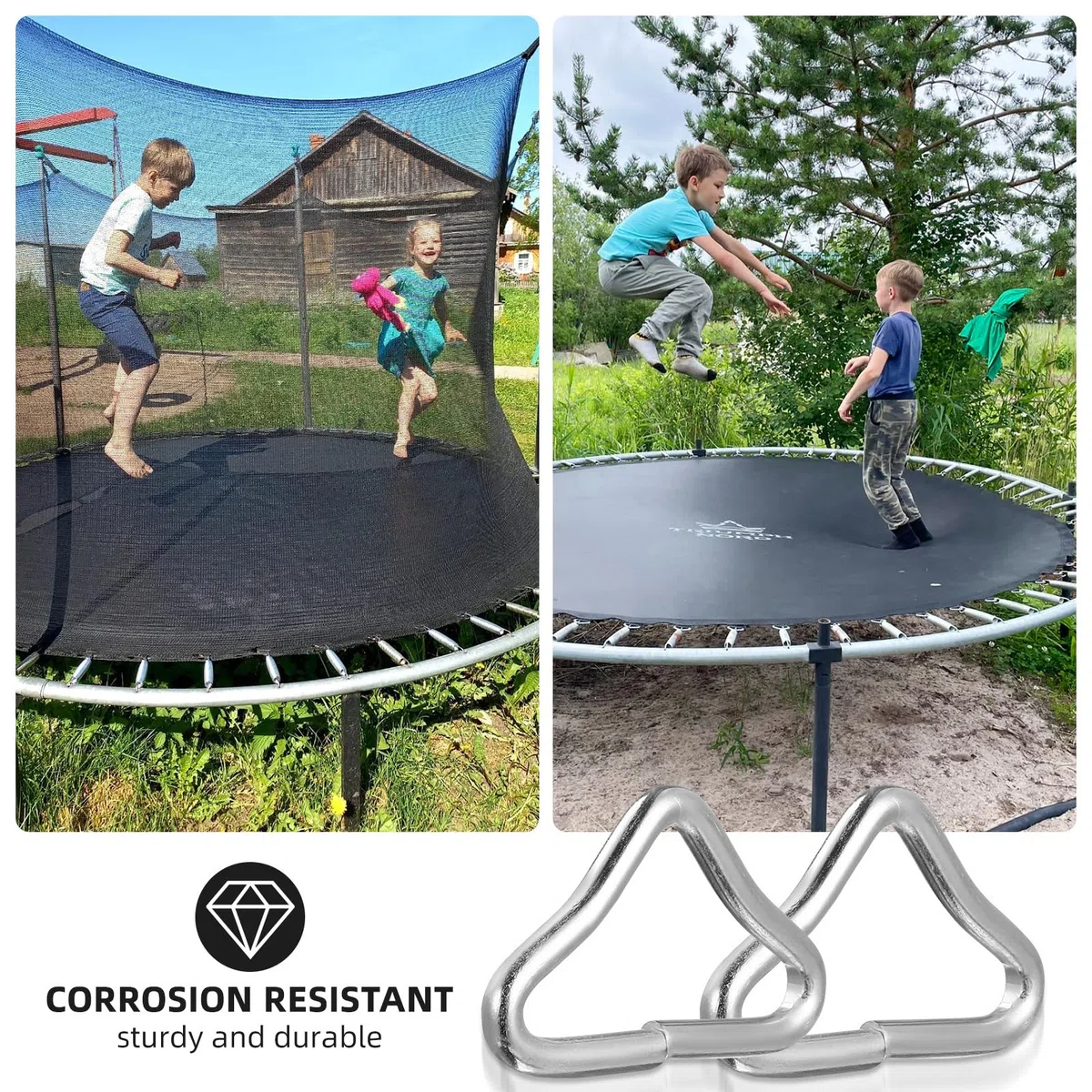 BESPORTBLE Lot de 20 Anneaux triangulaires en Acier Inoxydable pour Trampoline