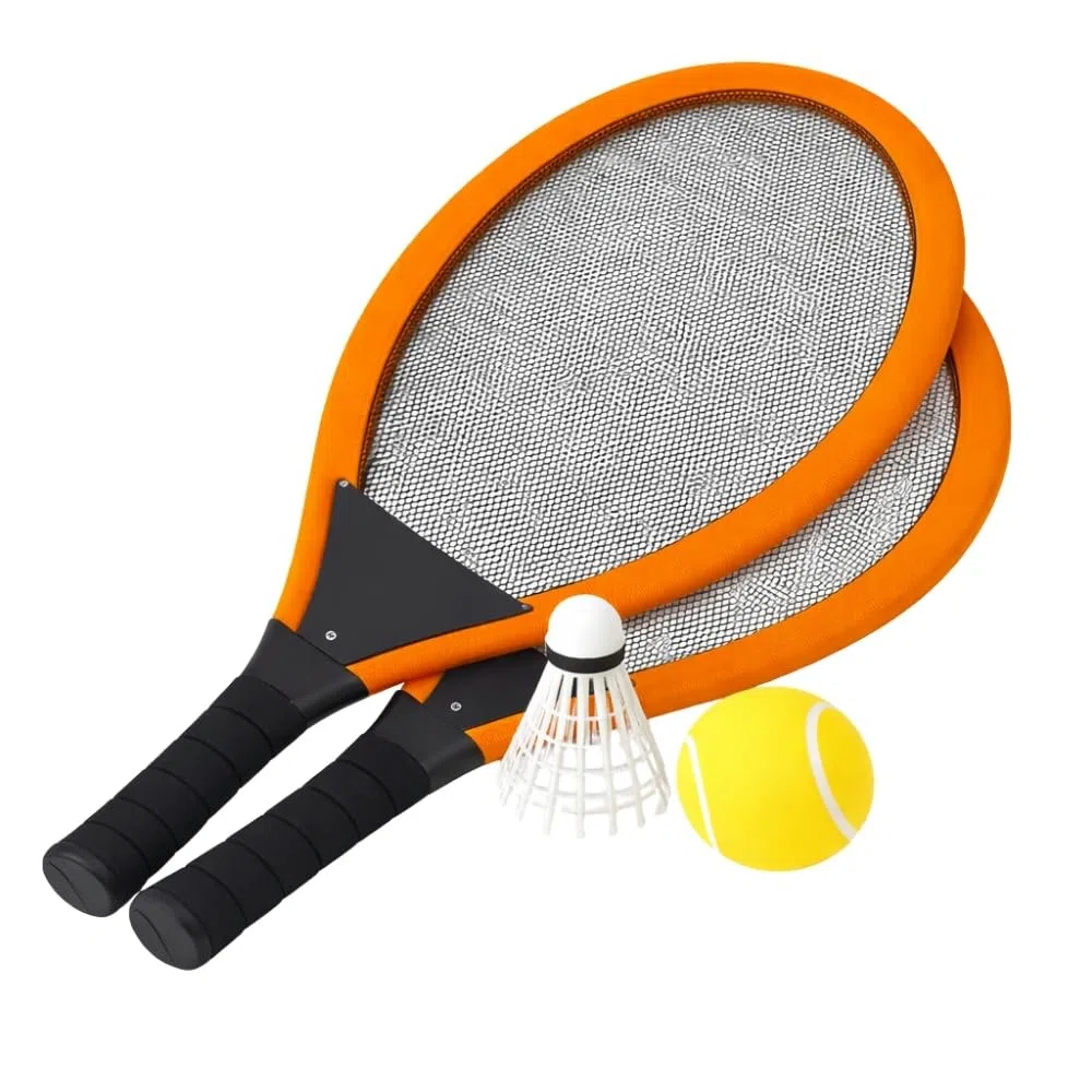 Set de Tennis Géant XL – 2 Raquettes 55 cm, Volant et Balle Souple, Couleurs Aléatoires, Jeu d'Extérieur pour Enfants et Famille
