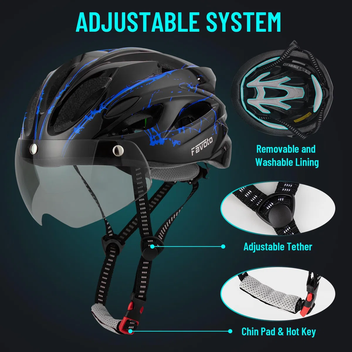 Favoto Casque de Vélo avec Visière Lumineuse - Casque Cyclisme Léger Respirante pour Adultes Hommes Femmes Technologie EPS Inmould Doublure Amovible Réglable