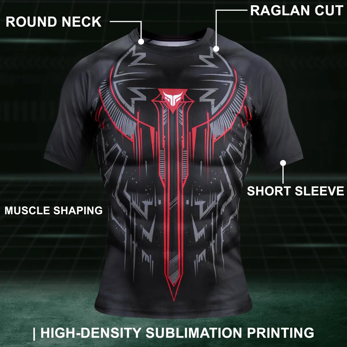 Mytra Fusion MMA Rash Guard Couche de Base Compression BJJ Rashguard Hommes Rash Guard à séchage Rapide pour MMA, Gym, Entraînement et Course à Pied