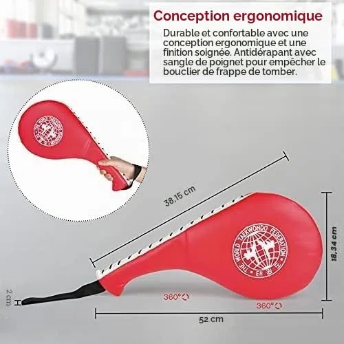 Lot de 2 coussinets de taekwondo durables pour arts martiaux, karaté, kickboxing, entraînement MMA pour enfants, jeunes et adultes