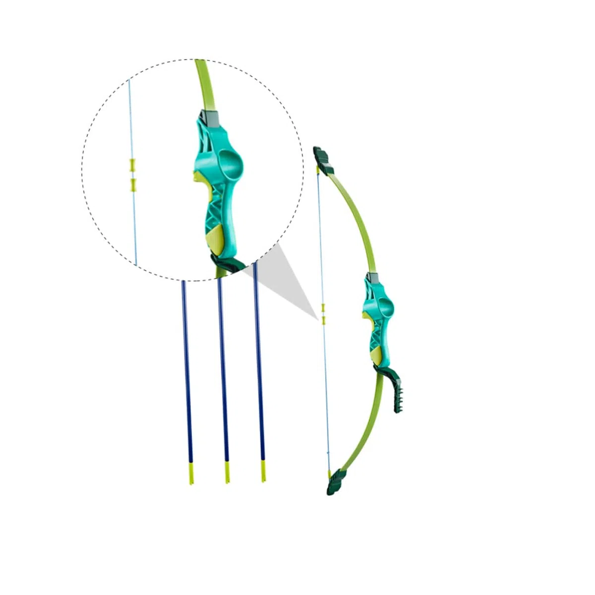 BESPORTBLE Ensemble de Jeu Arc et Flèches Corde Réglable pour Garçon et Filles Jouet Sûr et Flèches à Ventouse en Abs Vert pour Divertissement Extérieur