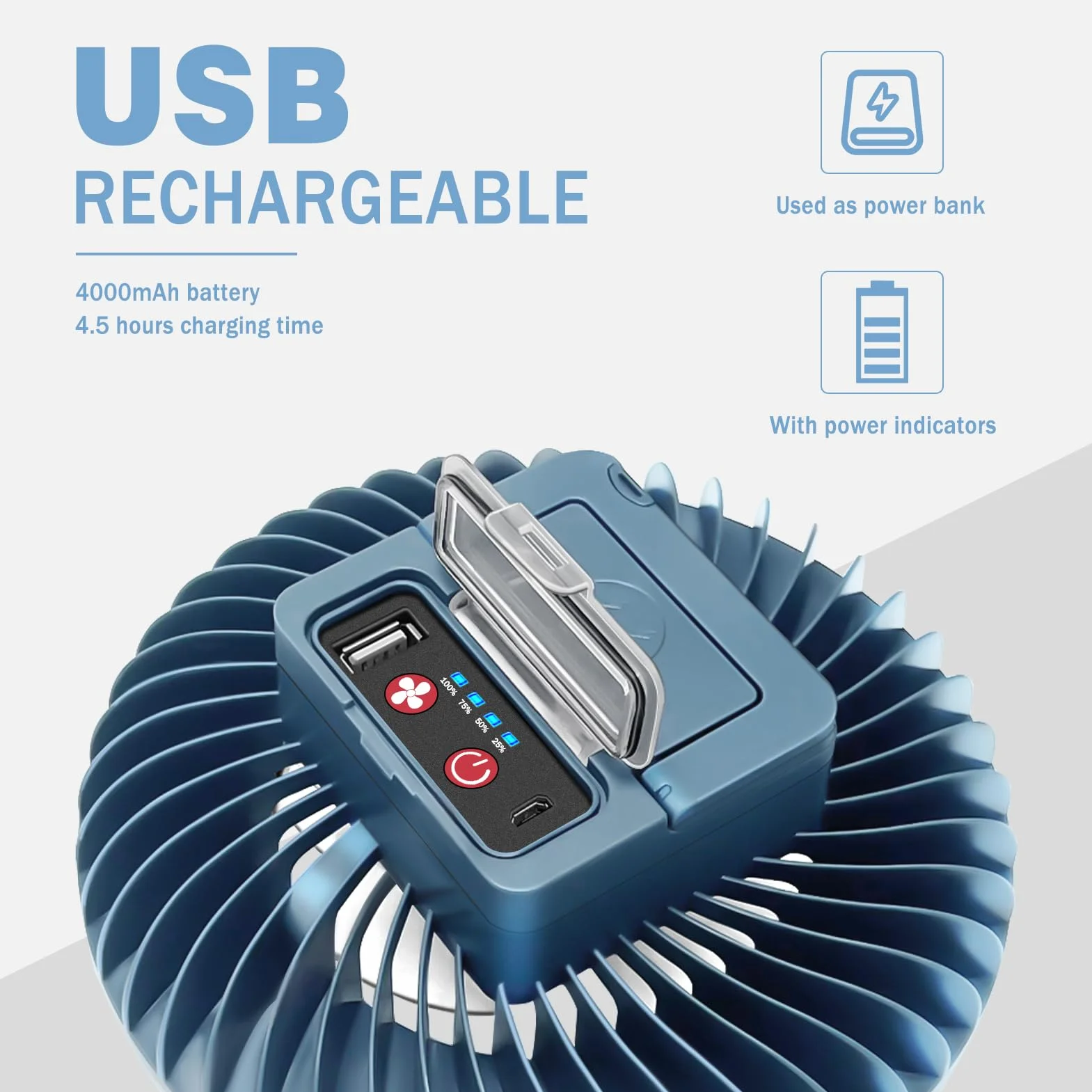 Lampe de camping LED avec ventilateur Rechargeable USB, Ventilateur de camping avec lumière, Tente lampe Lanterne Powerbank Accessoires de camping