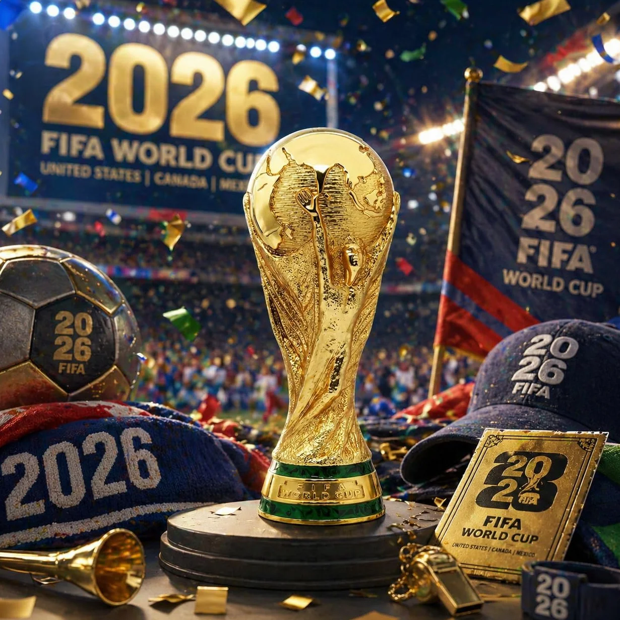 FIFA World Cup 2026 Official Gift, Trophée 3D Officiel FIFA Coupe du Monde 2026, 150 mm, Alliage Zinc Premium, Collection Intemporel, Décoration Bureau, Présentoir, Football
