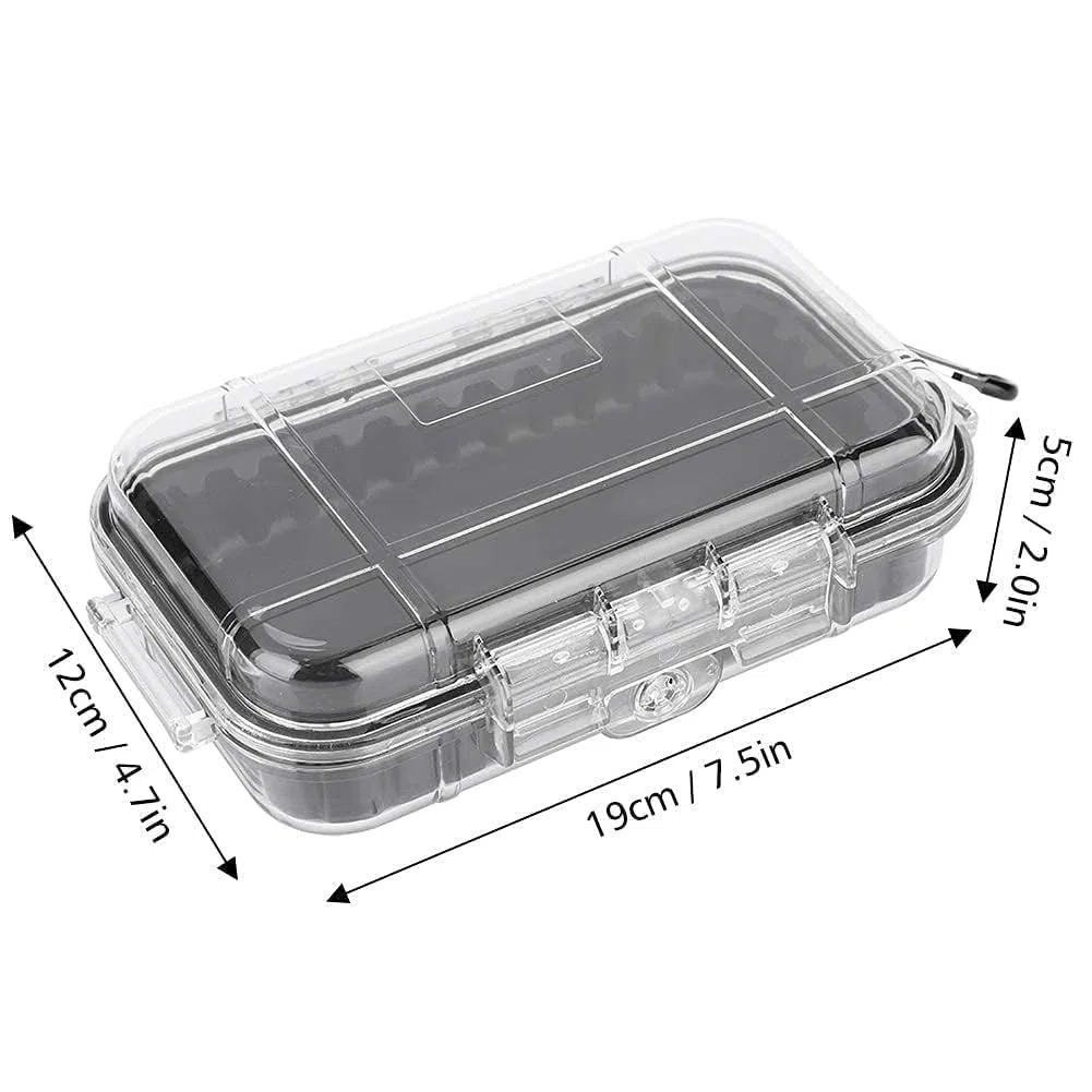 Agatige 19x12x5cm/7.5x4.7x2 Pouces Boîte Sèche étanche et Hermétique, Boîte de Rangement, Boîte D'organisation du Matériel, étui de Transport Antichoc pour le Camping, la Pêche (Transparent)