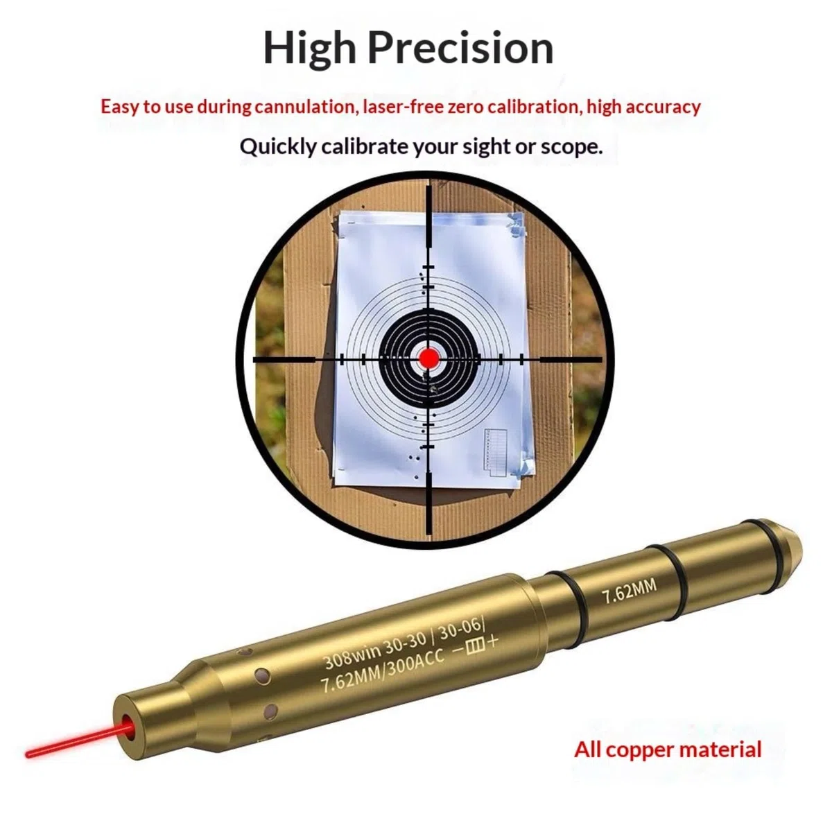 Collimateur Laser 4,5 mm (0,177")/27 mm/6,5 mm/9 mm/22LR pour Armes à air comprimé | Calibrage Rapide des Lunettes de visée - [Usage Exclusif pour Les activités Sportives]
