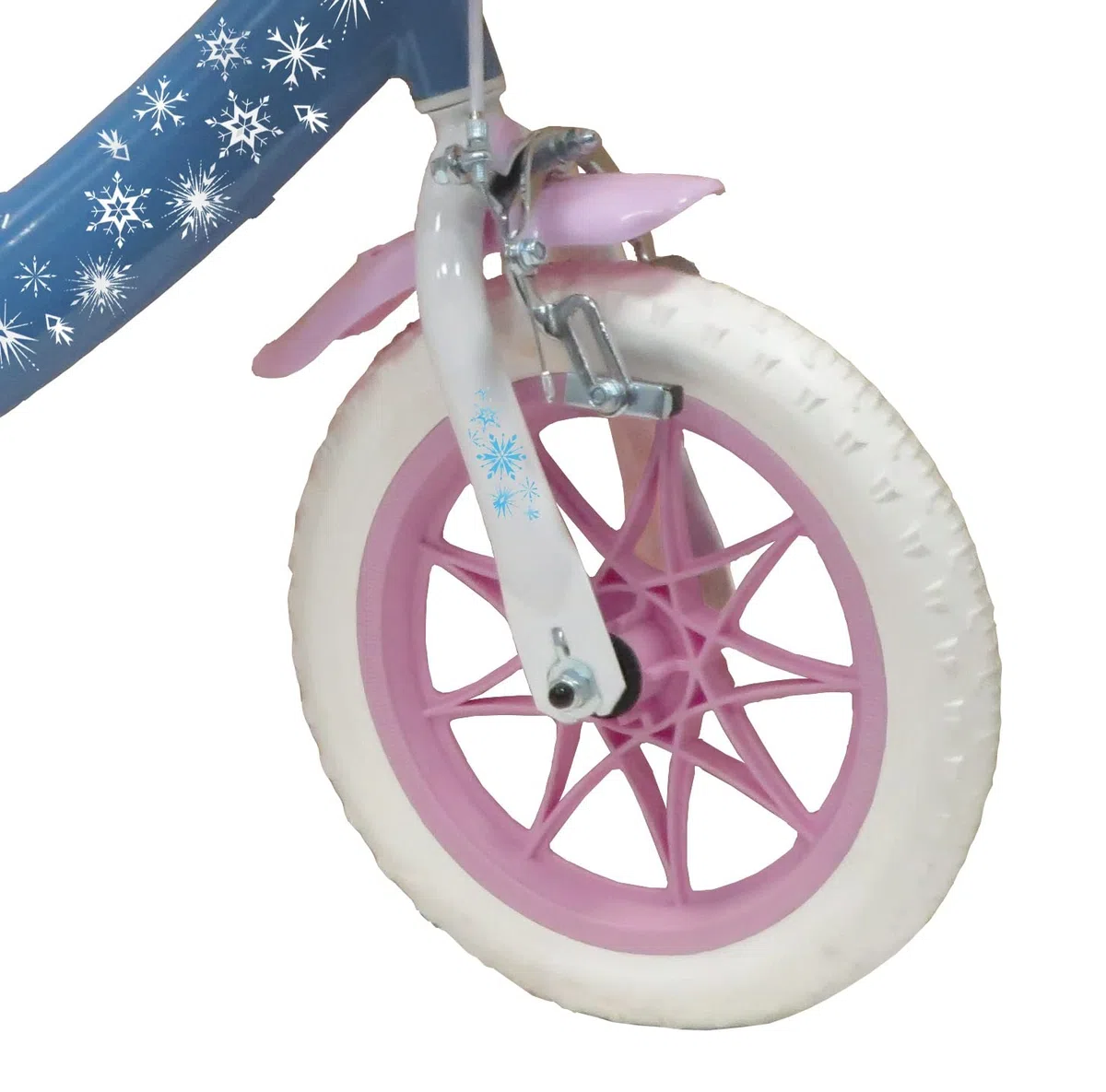 Disney Vélo 12' Reine des Neiges/Frozen équipé de 1 Frein, Panier Avant, Porte poupée arrière, Garde boues, Carter et stabilisateurs + Casque Reine des Neiges !