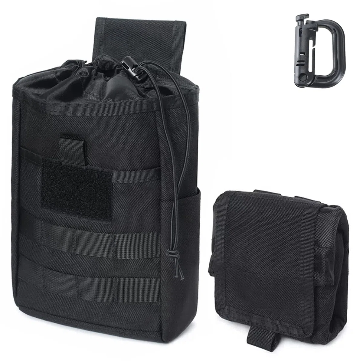 WLXW Pochette Tactique MOLLE - Pochette Utilitaire Enroulable Qualité Militaire Cordon Serrage Ouverture Rapide, Compatible Ceinture Ambidextre Ceinture Combat, Organiseur EDC Compact Chargeurs Équipe
