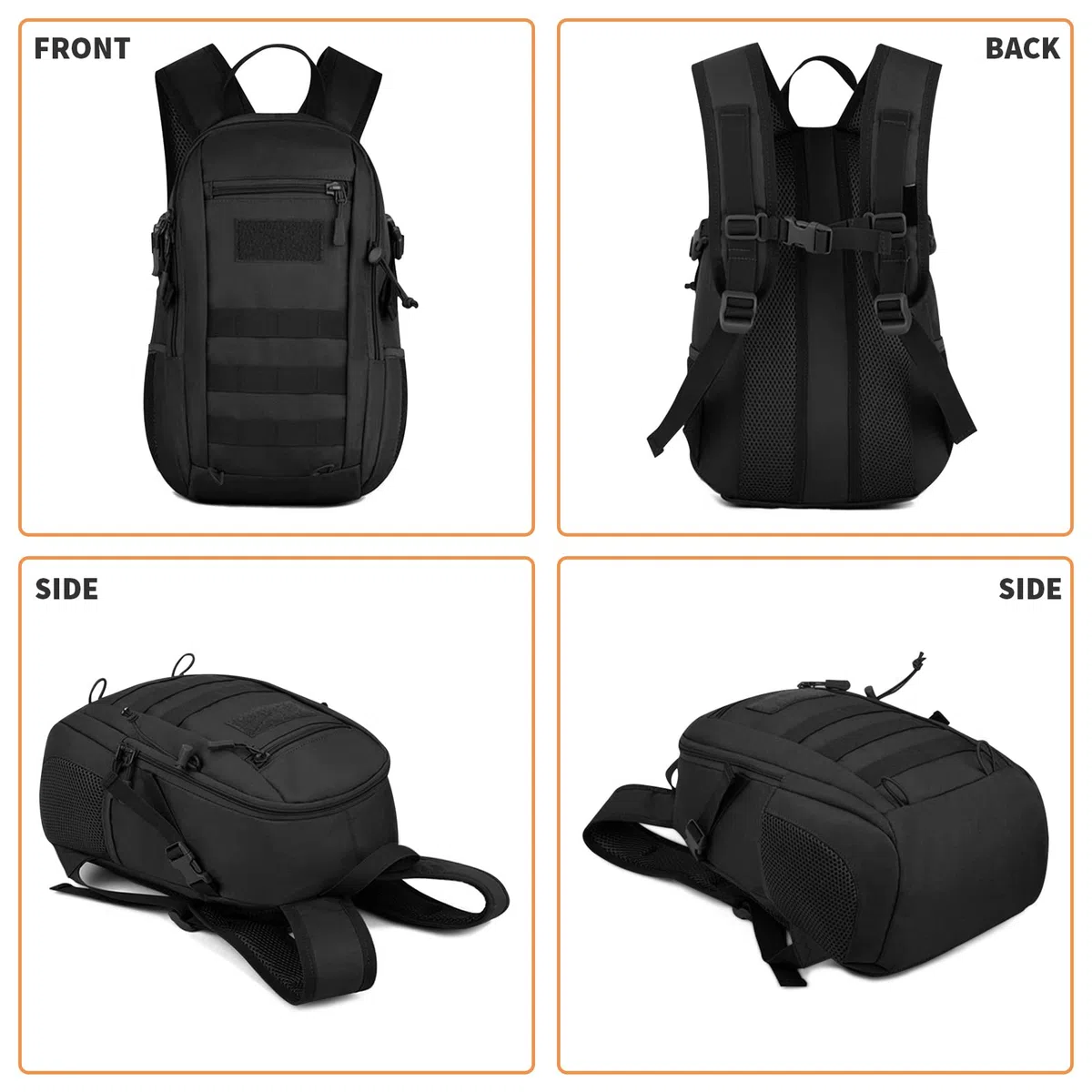 HUNTVP Sac à Dos Petit Cartable Tactique Militaire Molle Sac à Dos de Cours Sac de Multifonction pour Chasse Randonnée Camping Voyage Cyclisme Trekking Scalade 12L/15L/20L/30L