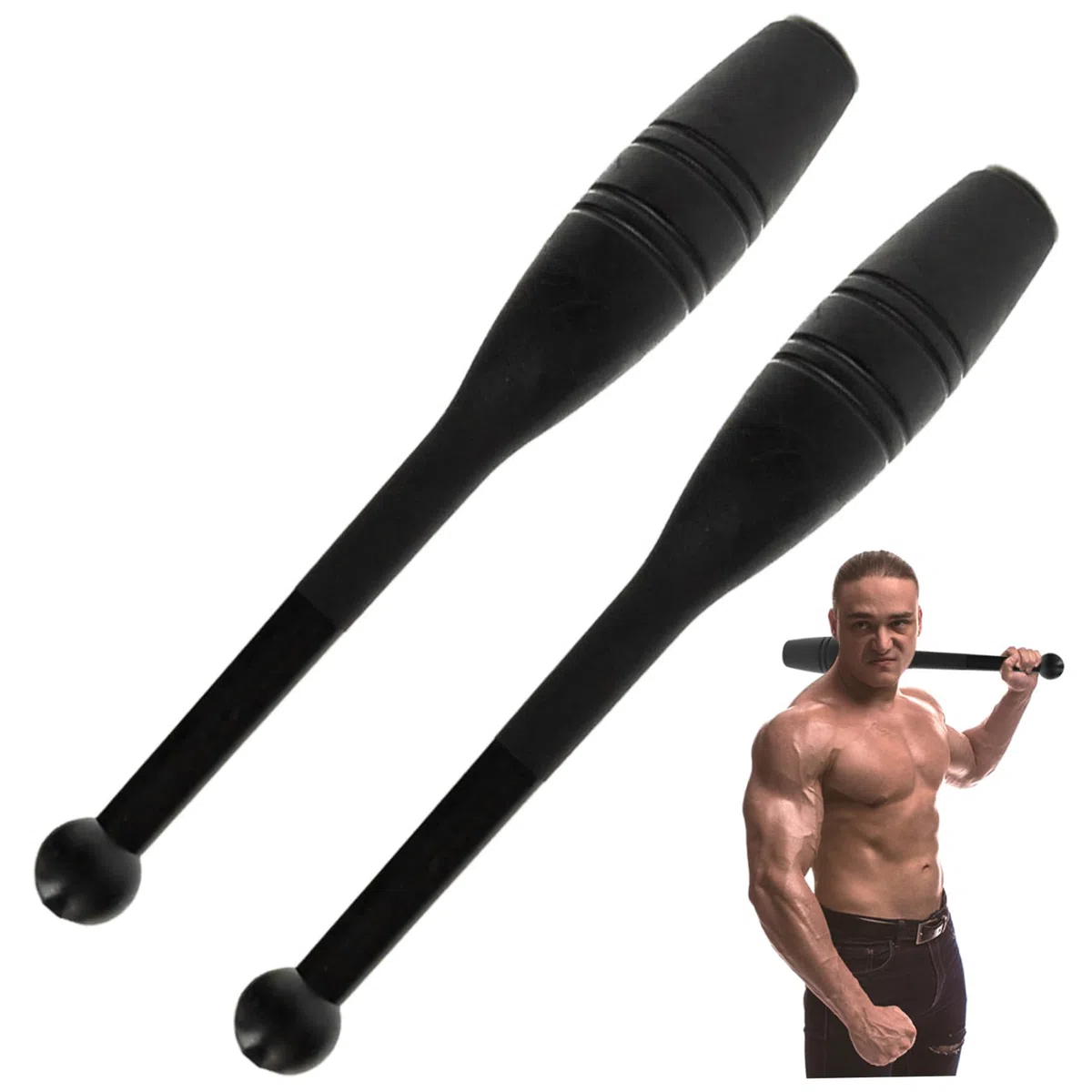 Macebell|Indian Clubs, Macebell en plastique robuste de 0, 9 kg, barre d'entraînement lestée réutilisable de 16, 1 x 1, 6 pour la rééducation la force, améliore l'adhérence pour l'entraînement comple